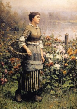 La doncella entre las flores, compatriota Daniel Ridgway Knight Pinturas al óleo
